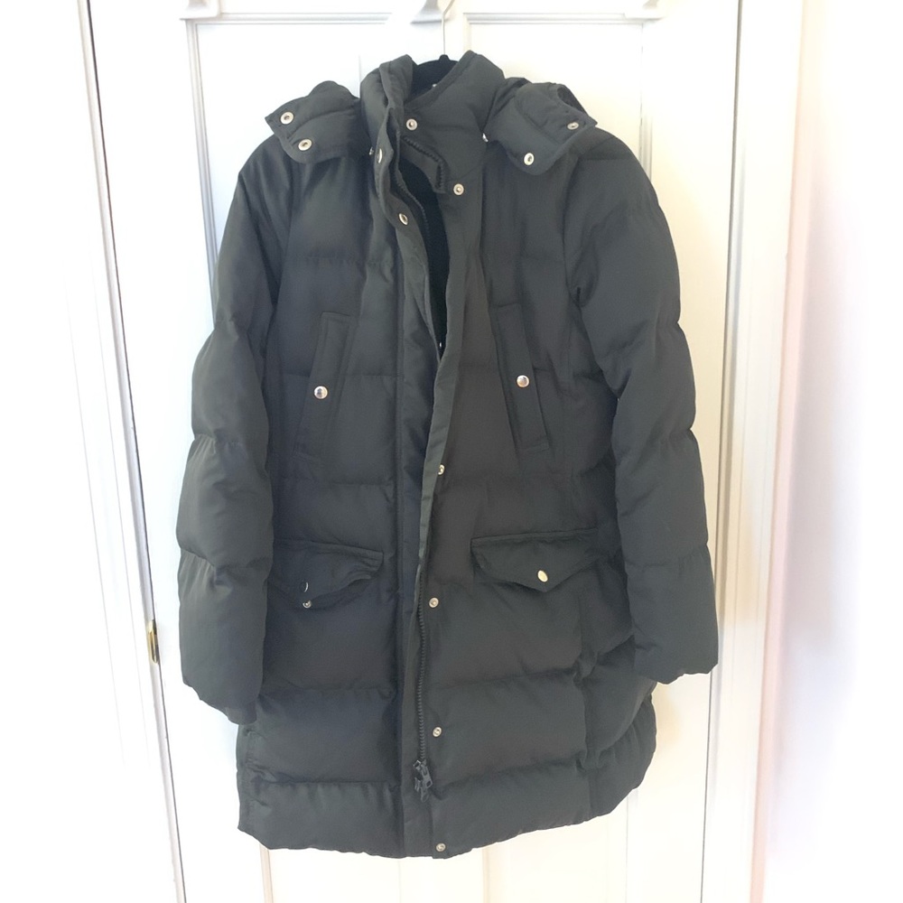 J.Crew grey puffer coat with detachable hood